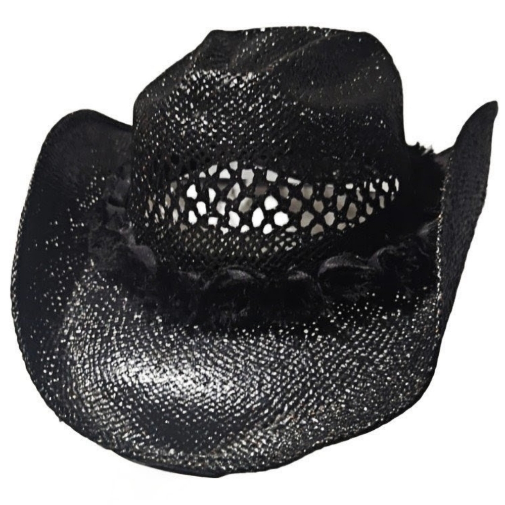 Gothic Western Black Rosette Cowboy Hat – Handcrafted in Mexico - Picture 4 of 7